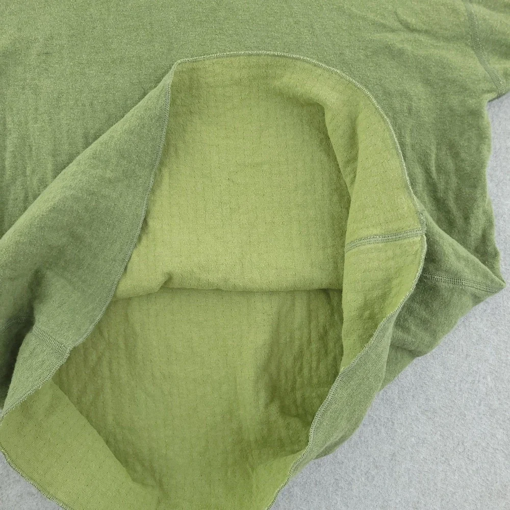 L.L. Bean Shirt Mens M Green Long Sleeve Cotton Wool Thermal Henley Tagless Tee